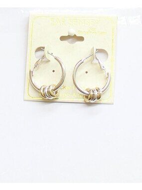 NWT Ear Sense Women’s Fashion Ring Hoop Earrings Gold / Silver Gray